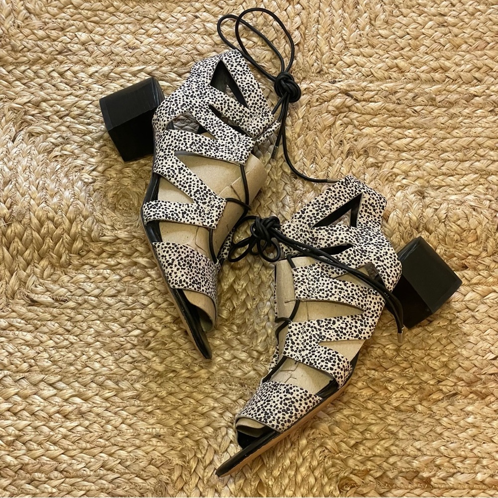 Rebecca Minkoff Women’s Suede dots Strappy Sandal Size 9 Black Heel